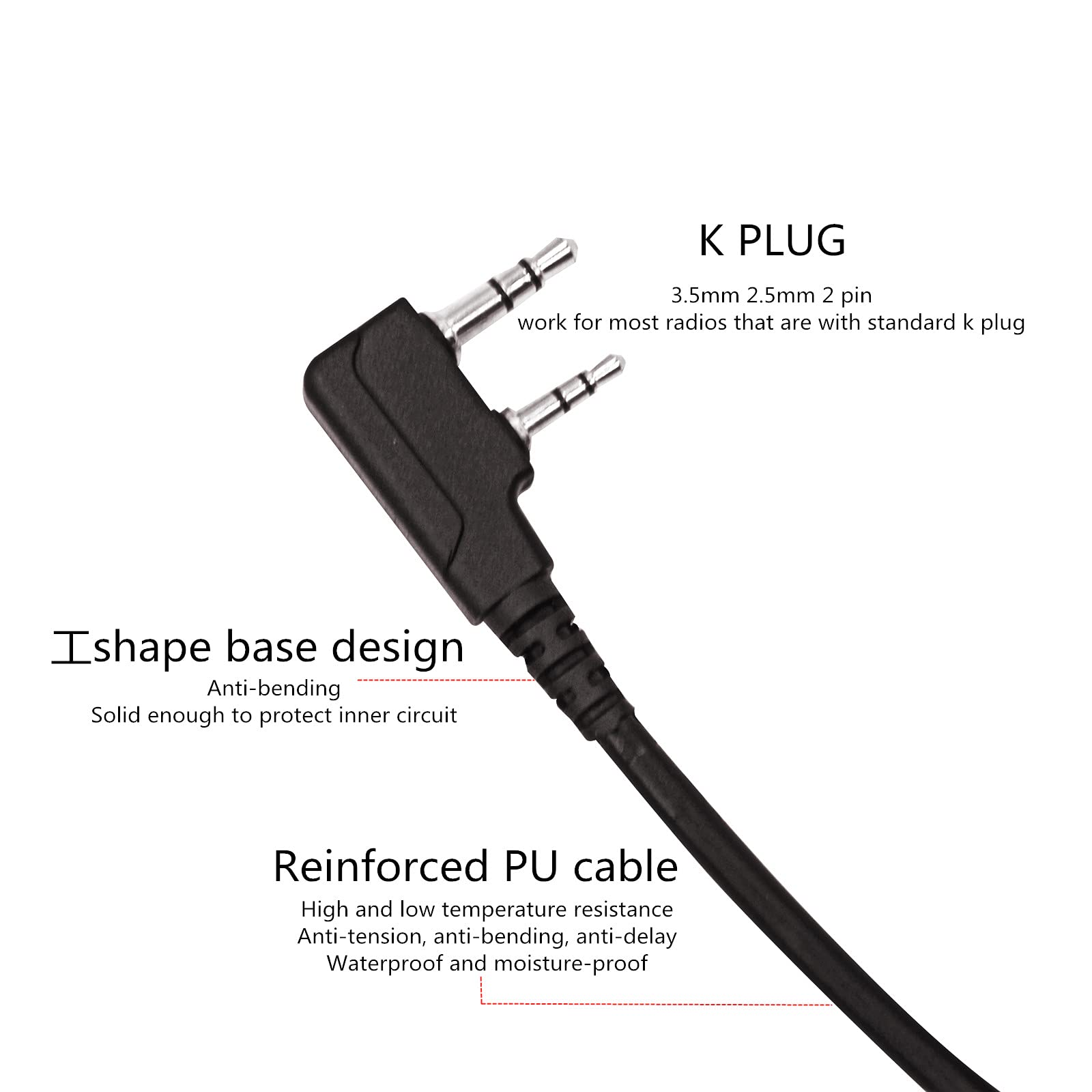 Wodasen Tactical U94 Ptt Adapter Push To Talk Button Walkie Talkie Headset Connector Cable For Baofeng Uv 5R Uv 17R Uv 82 Uv 82H